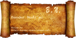 Bender Noémi névjegykártya